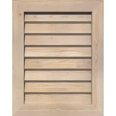 Vertical Gable Vent Unfinished, Non-Functional, Pine Gable Vent W/Decorative Face Frame, 28W X 22H